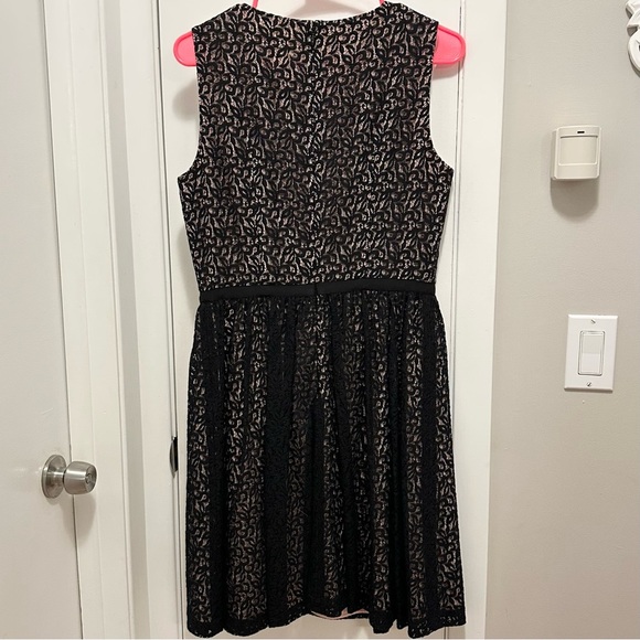 Erin Fetherston Black Lace Pink Fit Flare Mini Cocktail Dress 8 sleeveless party - Picture 4 of 10